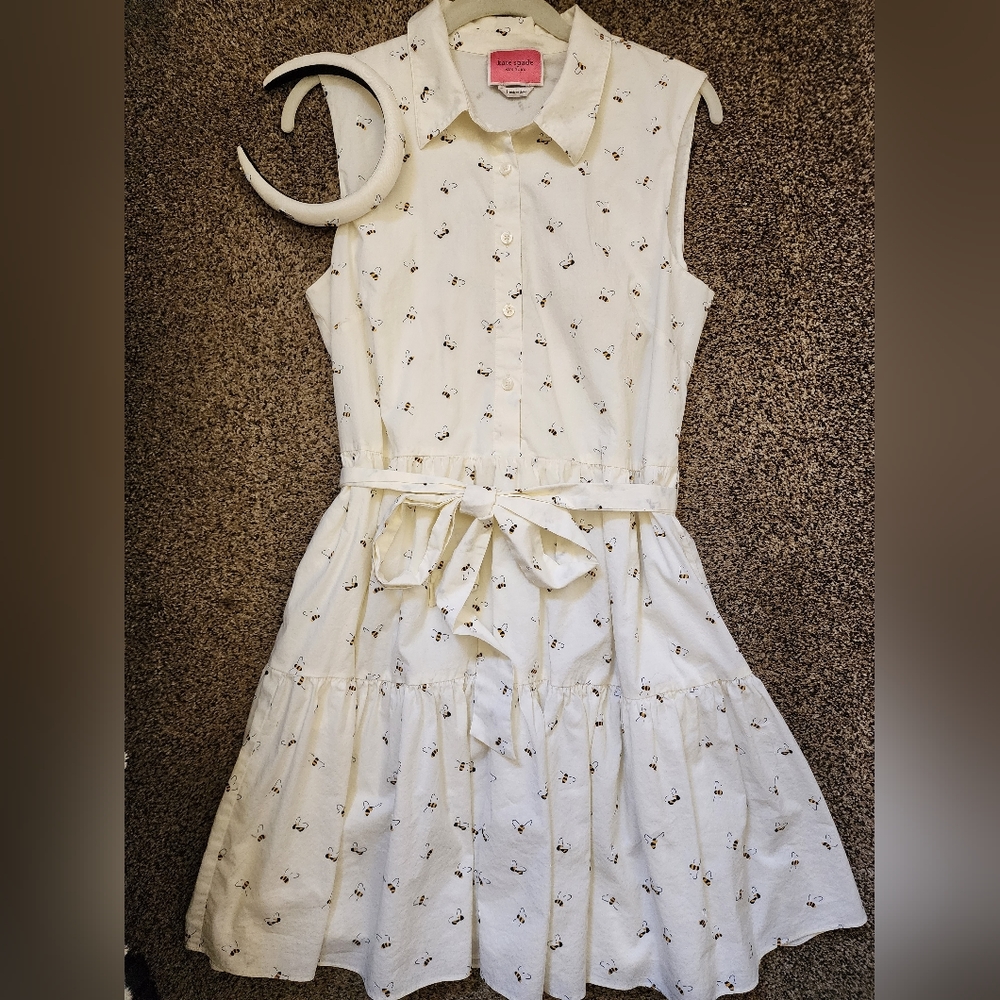 Kate Spade White Bee Dress With Matching Headband